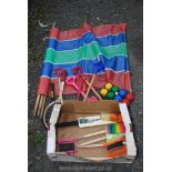 Nylon wind break, beach toys, spades, crab lines etc.