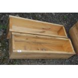 Two home made wooden planters/window boxes, 35'' x 10'' x 8'' high.