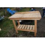 A pine potting shed table 46" x 21 1/2" x 36" high.