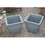 Two plastic garden planters, 16'' x 16'' x 16''.