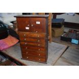 Set of collectors specimen drawers, 15'' x 23'' x 5 1/2''.