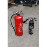 Two fire extinguishers.