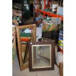 Two mirrors including gilt framed bevel plate and glazed picture frame, some a/f.
