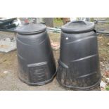 Two plastic compost making bins, (small damage to rim of one).