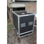 An equipment Flight Case on Castors, 25 1/2" x 29" x 39" high.