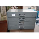 Bisley metal four drawer stationery cabinet.