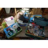 Three boxes of fishing tackle: lines, Devon Minnow bodies,