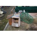 Quantity of bird boxes and bird feeders.