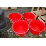 Four red tubs, 23" diameter.