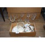 Small quantity of drinking glasses, Indian Tree part teaset etc.