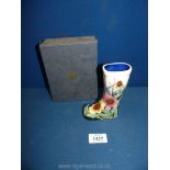 An old Tupton ware hand painted trinket vase in the shape of a boot, boxed.