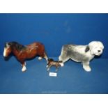 A Beswick foal a/f., horse and sheep dog.