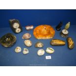 A small quantity of stone and mineral items to include; painted pebbles,