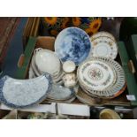 A quantity of china to include; Royal Worcester crescent shaped plates, Spode blue & white plates,