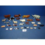 A quantity of lead farm and zoo animals to include; elephants, lion, tiger, polar bear, sheep, pigs,