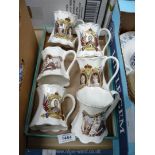 Six bone china mugs of Royal memorabilia depicting Victoria,