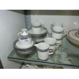 Western Germany Bavaria tea set decorated in white with silver Greek pattern to the edge to include;