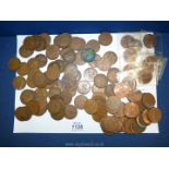 A large quantity of one pennies; 70 being pre 1950's.