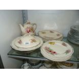 A Royal Doulton 'Orchid' part dinner service including five large plates, six small plates,