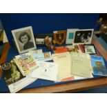 A box of ephemera including; Curious London book, photo album, Dublin maps, Liverpool Cathedrals,