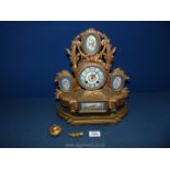 An Ormolu/gilded metal cased mantle Clock,