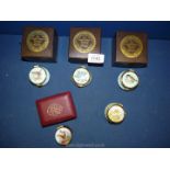 Five enamel trinket pots decorated with birds and flowers (four boxed).