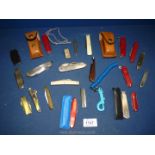 A small quantity of pen knives including; Swiss, Goldcrest, Regent, etc.