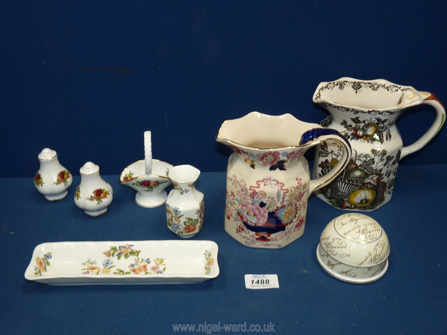 A quantity of china including Royal Albert Old Country Roses cruet and basket,