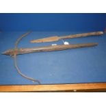 A very old primitive wooden crossbow (a/f),