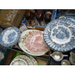 A quantity of china to include; a Grindley 'Rosalind' meat plate, blue & white meat plate A/F,