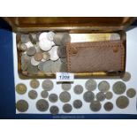 A quantity of old English coins to include; 8 half crowns, 29 two shilling pieces,