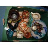 A quantity of Studio pottery to include; Poole figures of seals & dolphins (one fin A/F), egg cups,