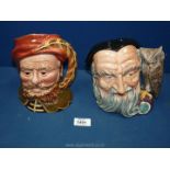 A Beswick Falstaff character jug and Royal Doulton Merlin character jug.