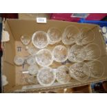 A box of mixed glass to include six Doulton International crystal red wine glasses,