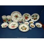 A quantity of Portmeirion Pomona including three vases, two shell dishes, two bowls, two plates,