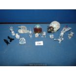 A small quantity of Swarowski figurines including cats, squirrel, mouse, cockerel, goose and ducks,