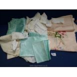 A small quantity of handkerchiefs, hand embroidered table cloth and napkins etc.