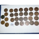 29 pennies all dating 1900 and pre 1900 in various states of wear to include;