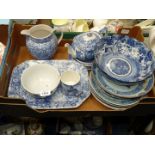 A quantity of blue and white china including Laura Ashley jug, mug and platter in Chintz ware,