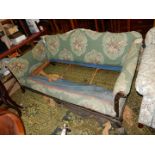 A large deep-seated three/four seater Settee for re-upholstery,