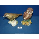 A Spode 'Mistle Thrush' (5 1/2" tall) and a Kowa Tawny owl (7" tall).