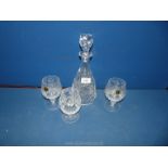 A 'Jaffe Rose' cut lead crystal decanter with stopper together with two 'Cristal d'arques' brandy