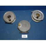 Three fly fishing Reels by Milward, J.W. Young & Son. Redditch and A.N.C.P.