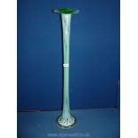 A tall green Murano style glass vase, 33" tall, couple of chips to base.