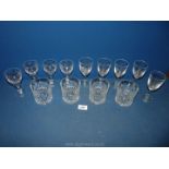 A small quantity of cut glass to include; 4 whiskey tumblers,