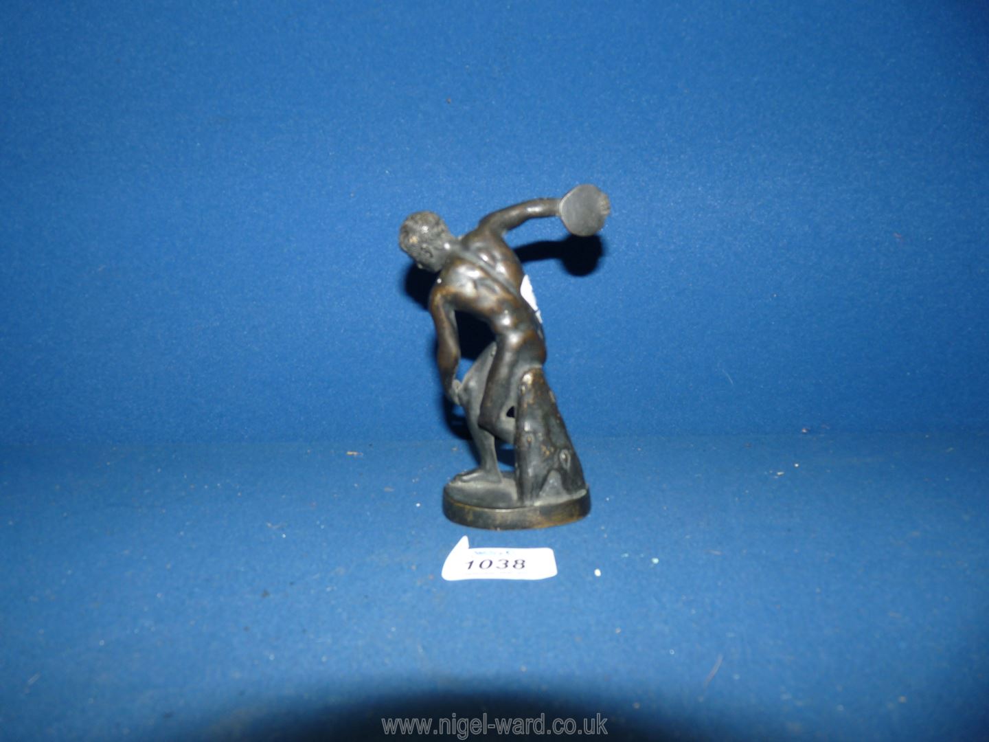 A bronzed finish brass figure of a discus thrower, 5'' tall. - Image 2 of 3