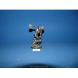 A bronzed finish brass figure of a discus thrower, 5'' tall.