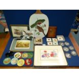 A quantity of miscellaneous tableware including; place mats, coasters, napkin rings, bread board,