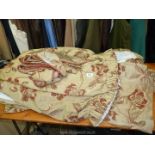 Four pairs of heavy curtains in gold with brown floral pattern by Dreams & Drapes,