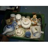 A quantity of china to include; a Shredded Wheat square shaped dish, a Coalport ginger jar,